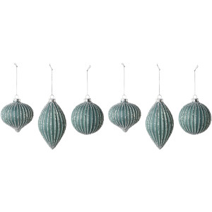 LeGer Home by Lena Gercke Kerstbal Farina, kerstdecoratie, kerstversiering, kerstballen van glas 3 ontwerpen in set: hoogte van de dop 13 cm, hoogte van de twee ballen 9 cm (set, 6 stuks)