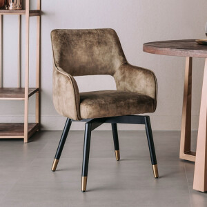 Tower Living Draaibare Eetkamerstoel 'Lenno' Velvet, kleur Groen