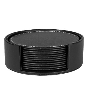 QUVIO Onderzetters 6 stuks - Diameter 10 cm - Leer