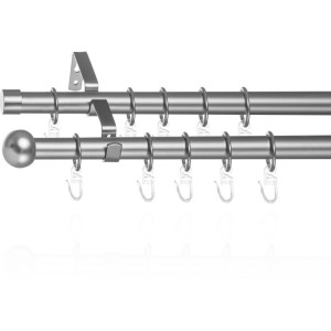LICHTBLICK Gordijnroede bol, 20 mm, uittrekbaar, 2 sporig 130 - 240 cm chroom (1 stuk)