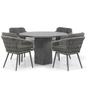 Lifestyle Western/Graniet 120 cm rond dining tuinset 5-delig
