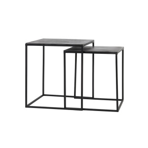 Light & Living Bijzettafel 'Banos' Set van 2 stuks 40x40x45+, ruw lood antiek