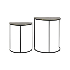 Light & Living Bijzettafel 'Peto' Set van 2 stuks 40x23x49+, ruw antiek brons-m