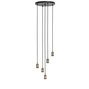 Light & Living Hanglamp 'Madelin' 5-Lamps, antiek brons