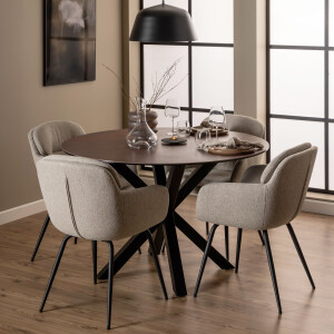 Bendt Ronde Eettafel 'Line' Keramiek, 119cm, kleur Bruin