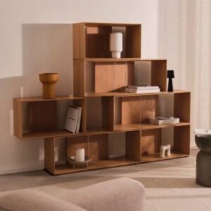 Kave Home Modulair Wandrek 'Litto' Eiken, 114 x 168 cm, kleur Naturel