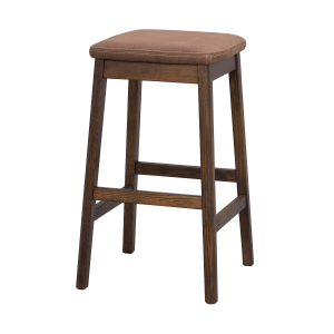 Livermore eikenhouten barkruk donkerbruin met bruin kunstleer zitkussen - 68 cm