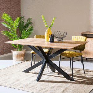 LivingFurn Eettafel 'Oslo' Mangohout, kleur Naturel, 220 x 100cm