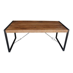 LivingFurn Industriële Eettafel 'Strong' 140 x 80cm, Mangohout en staal