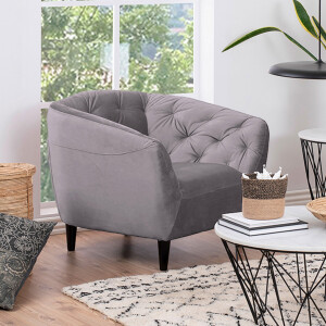 Fauteuil 'Loes' Velvet, kleur donkergrijs