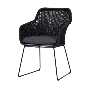 Loki Rotan tuinstoel zwart - met zitkussen