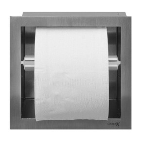 Looox Closed closetrolhouder - inbouw - vierkant - rvs geborsteld cl4