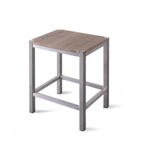 Looox Wood collection douche stool 35x30x45 met frame RVS geborsteld eiken RVS geborsteld wstoolrvs