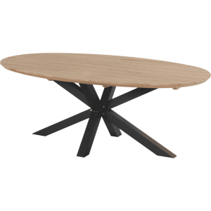 Hartman Ovale Tuintafel 'Stephanie' Teakhout, 200 x 120cm, kleur Naturel/Zwart