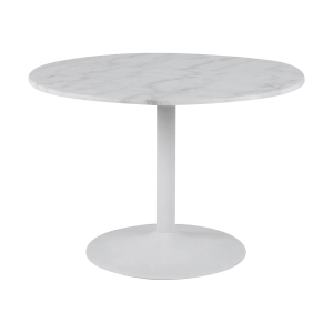 Luci eettafel marmer wit - wit metalen onderstel - Ø110 cm