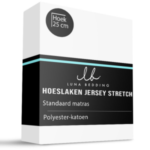 Hoeslaken - Jersey Stretch - 160x200cm - Wit - Luna Bedding - Dekbed-Discounter.nl