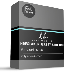 Hoeslaken - Jersey Stretch - 190x200cm - Antraciet - Luna Bedding - Dekbed-Discounter.nl