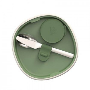 Lunchset met bestek, Wit/Groen - Polypropyleen - BergHOFF|Leo Line