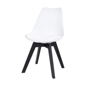Madera eetkamerstoel wit - zwart houten onderstel