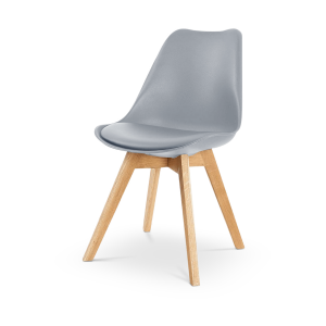 Madera eetkamerstoel lichtgrijs - houten onderstel