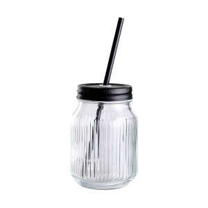 Maeve Mason Jar glas met rietje - 450 ml