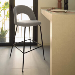 Kave Home Barkruk 'Mahalia' (zithoogte 63cm) kleur Lichtgrijs