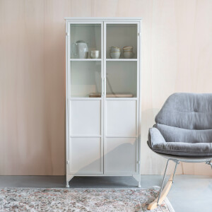 ZILT Vitrinekast 'Majah' metaal 150 x 68cm, kleur Wit