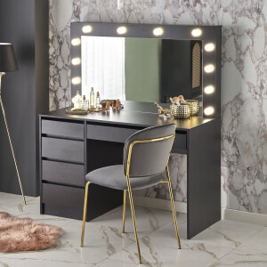 Kaptafel / Make-uptafel Charme zwart 120 cm breed met spiegel en led