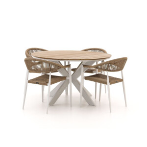 Manifesto Belpasso/Fidenza ø126cm dining tuinset 5-delig stapelbaar - Laagste prijsgarantie!