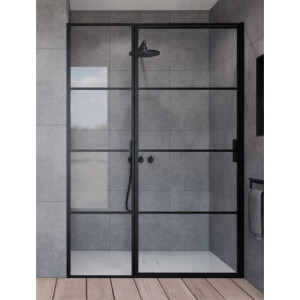 Marenza Bellini Douchedeur - 150x200cm - vast paneel - frame lines buitenzijde - anti kalk - mat zwart SAG6221-150B