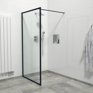 Marenza Bellini Inloopdouche - 100x200cm - veiligheidsglas - helder glas - frame rondom - anti kalk - mat zwart Mirrors-100