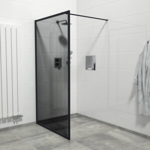 Marenza Bellini Inloopdouche - 110x200cm - veiligheidsglas - rookglas - frame rondom - anti kalk - mat zwart Mirrors-110B/NFF/S