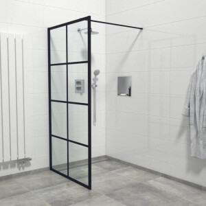 Marenza Bellini Inloopdouche - 120x200cm - helder glas - windows frame buitenzijde - anti kalk - mat zwart Windows-120