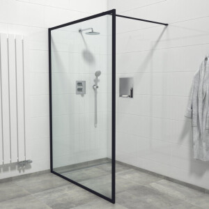 Marenza Bellini Inloopdouche - 140x200cm - veiligheidsglas - helder glas - frame rondom - anti kalk - mat zwart Mirrors-140