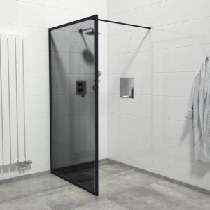 Marenza Bellini Inloopdouche - 80x200cm - veiligheidsglas - rookglas - frame rondom - anti kalk - mat zwart Mirrors-80B/NFF/S