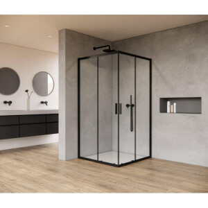Marenza Casus Douchecabine - 100x100x200cm - hoekinstap - helder glas - profiel - mat zwart SAO1142_100_MB