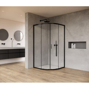 Marenza Casus Douchecabine - 100x100x200cm - kwartrond - helder glas - profiel - mat zwart SAO2142-MB100x100