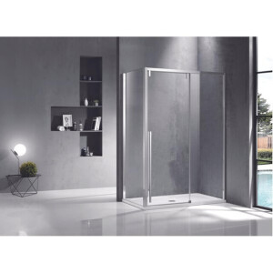Marenza Neptune Douchecabine - 130x100cm - met schuifdeur - 8mm veiligheidsglas - anti kalk - gepolijst zilver sw491383/sw491396