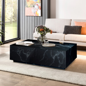 Artistiq Salontafel 'Marlenne' Marmerlook, 120 x 75cm, kleur Zwart