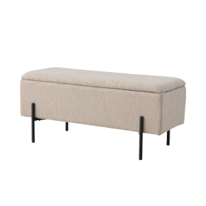 Marlou bouclé bankje met opbergruimte beige - 95 x 46 cm