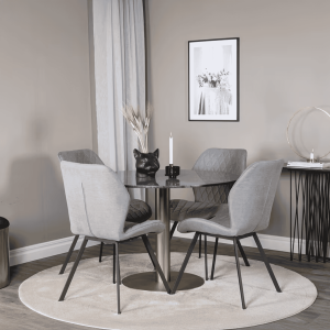 Nohr Ronde Eettafel 'Lenton' Marmer, 106cm, kleur Donkergrijs/Goud