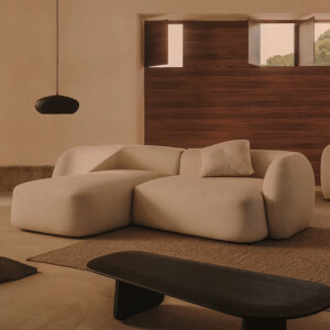 Kave Home 2-zits Loungebank 'Martina' Links, Structuurstof, kleur Ecru