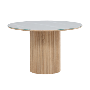 Maurits ronde eettafel met glazen tafelblad bruin - Ø120 cm