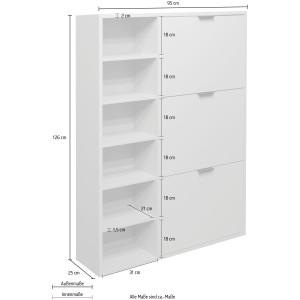 Mäusbacher Schoenenkast Bonnie Breedte 95 cm met 3 kleppen en rek