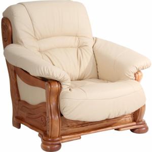 Max Winzer Fauteuil Texas met decoratief houten frame van eik, gefreesde ornamenten in het frame (set)