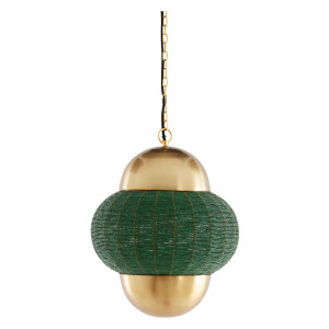 Light & Living Hanglamp 'Cetara' Kralen, 33cm, kleur Donkergroen/Brons