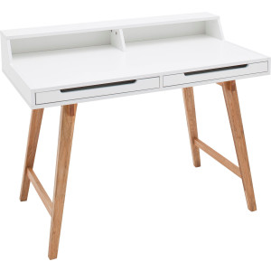 MCA furniture Bureau Tiffy matwit gelakt, frame massief hout beukenkleur, breedte 110 cm