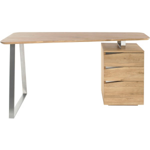 MCA furniture Bureau Tori Noesteiken massief hout geolied, met 3 laden, breedte 150 cm