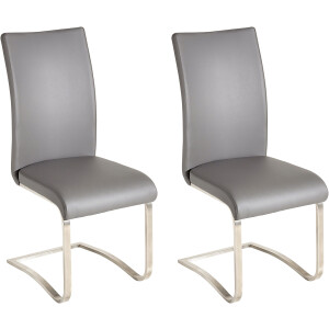 MCA furniture Vrijdragende stoel Arco Stoel overtrokken met echt leer, belastbaar tot 130 kg (2 stuks)