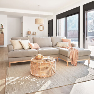 Kave Home 3-zits Loungebank 'Mihaela' Rechts, Bouclé, kleur Grijs